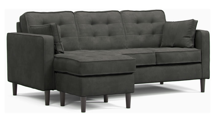 Studio Sits Triumph Chaise End Sofa in Graphite Chenille Fabric